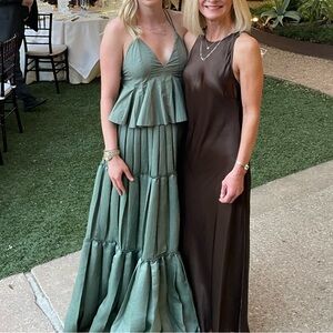 Jonathan simkhai long green pleated dress